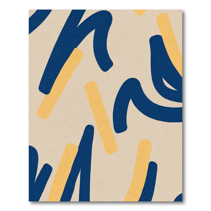 Navy and Gold Abstract Strokes Rug