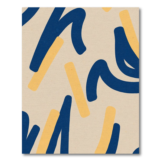 Navy and Gold Abstract Strokes Rug