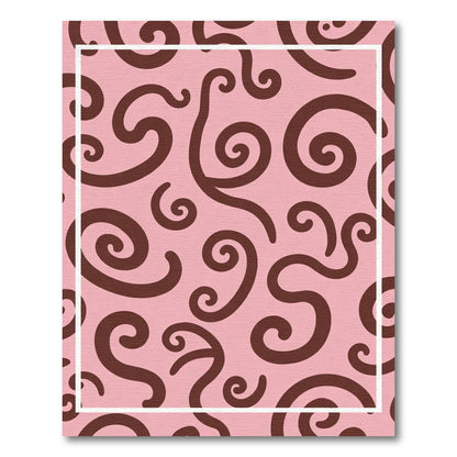 Pink Swirling Curves Abstract Rug