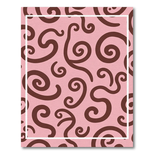 Pink Swirling Curves Abstract Rug