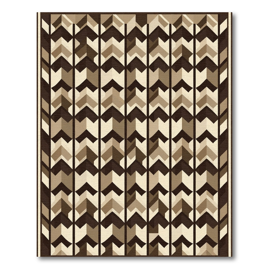 Neutral Earth Toned Chevron Stripes Rug