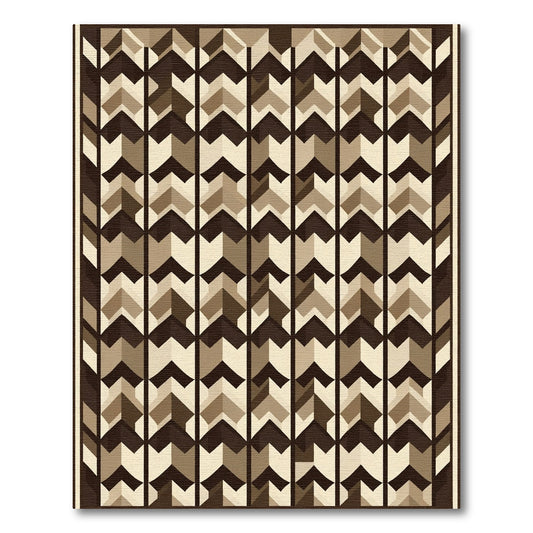 Neutral Earth Toned Chevron Stripes Rug