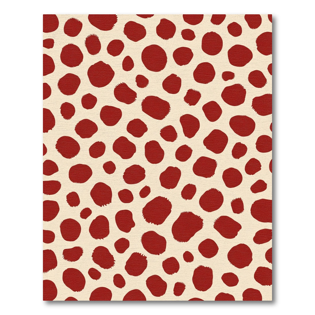 Deep Red Spotted Cream Abstract Rug