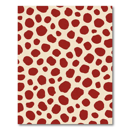 Deep Red Spotted Cream Abstract Rug