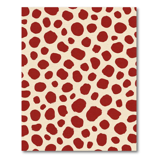 Deep Red Spotted Cream Abstract Rug