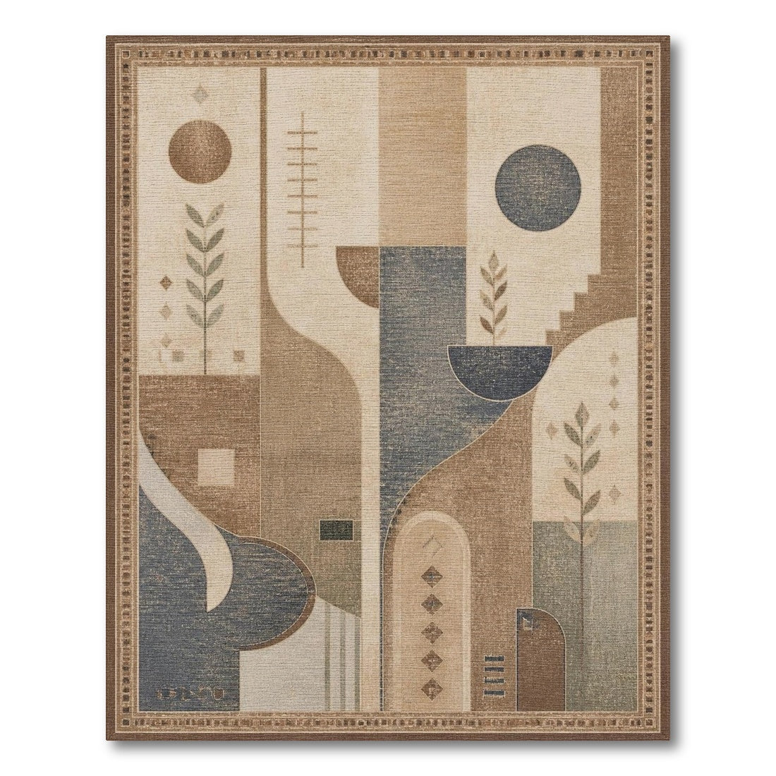 Abstract Geometric Modern Abstract Geometric Brown Tan Area Rug