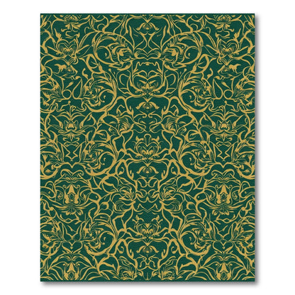 Emerald Gold Art Nouveau Scroll Rug