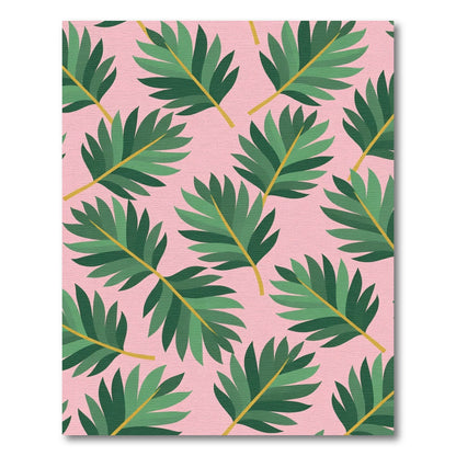 Pink Green Palm Leaf Repeat Rug