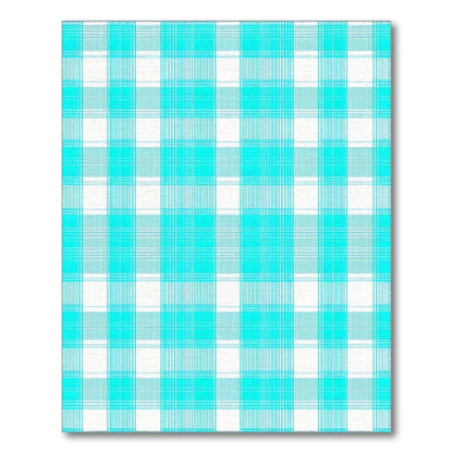 Turquoise Plaid Washable Area Rug
