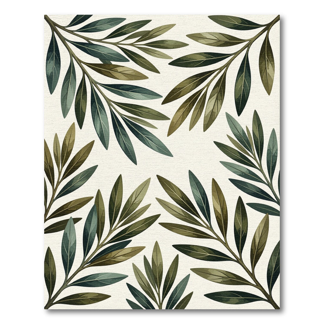 Earthy Tones Leafy Branches Arrangement Rug