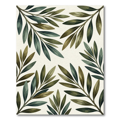 Earthy Tones Leafy Branches Arrangement Rug
