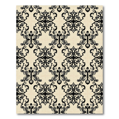 Vintage Black Damask Floral Arrangement Rug