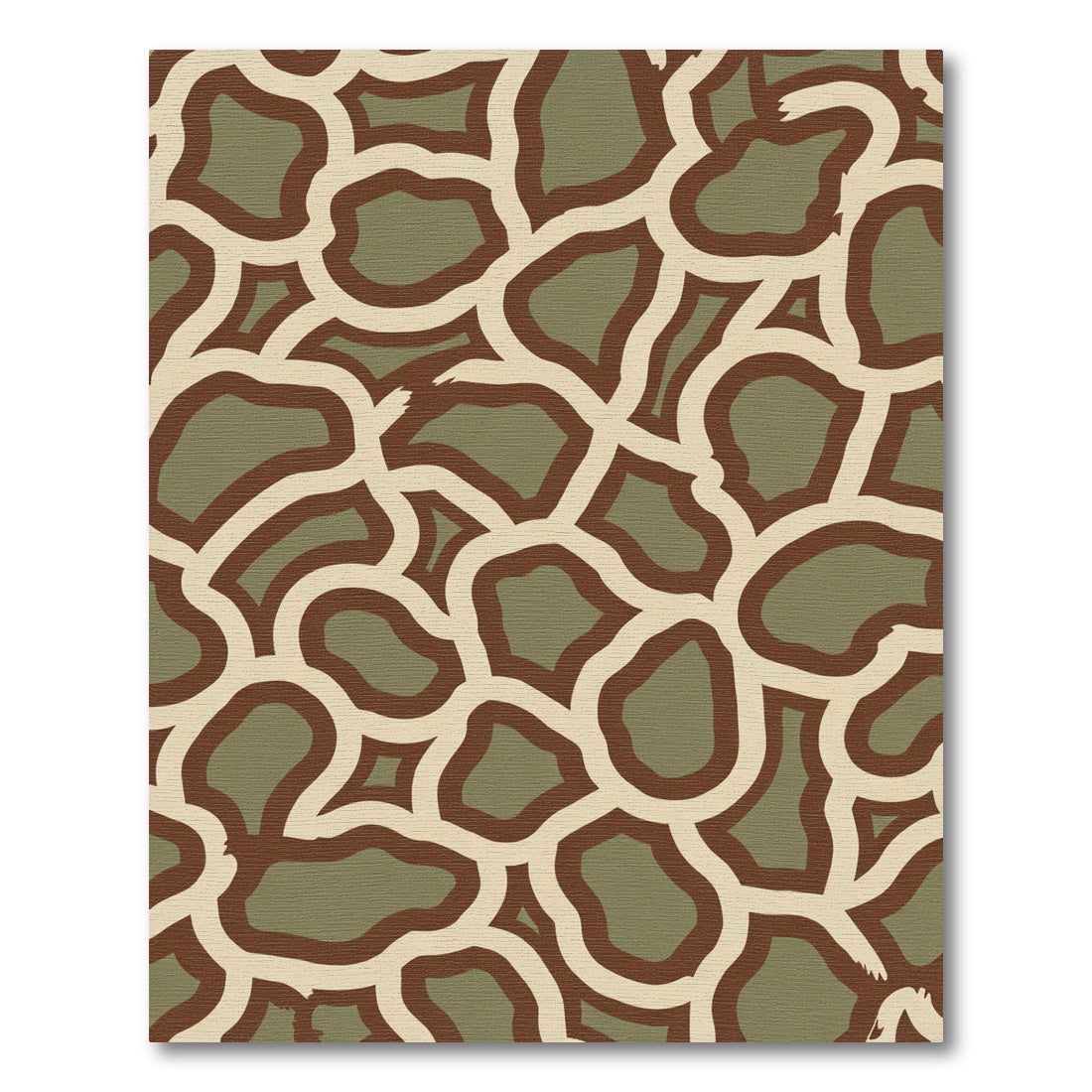 Green Brown Abstract Organic Shapes Rug
