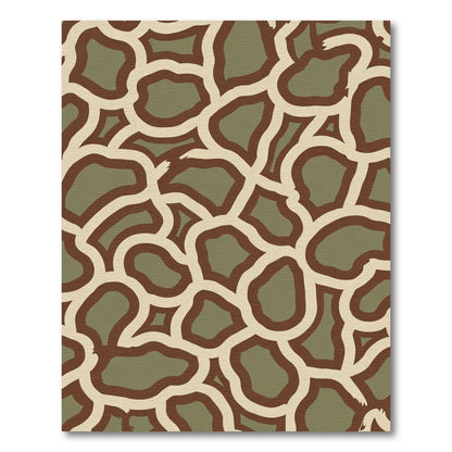Green Brown Abstract Organic Shapes Rug
