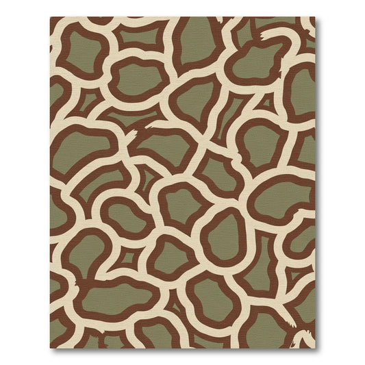 Green Brown Abstract Organic Shapes Rug