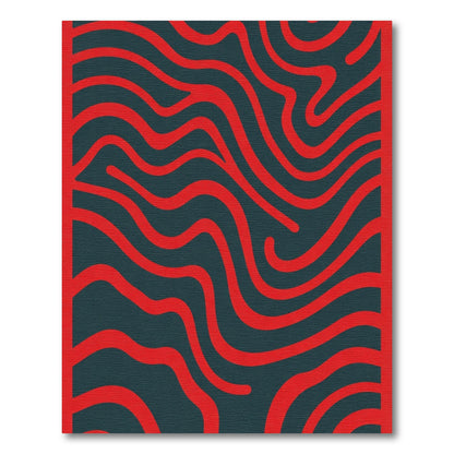 Bold Crimson Abstract Waves Rug