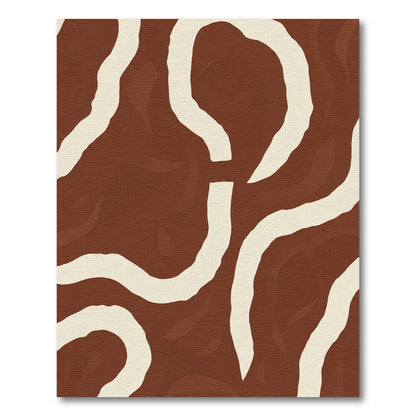 Terracotta Cream Abstract Swirl Rug
