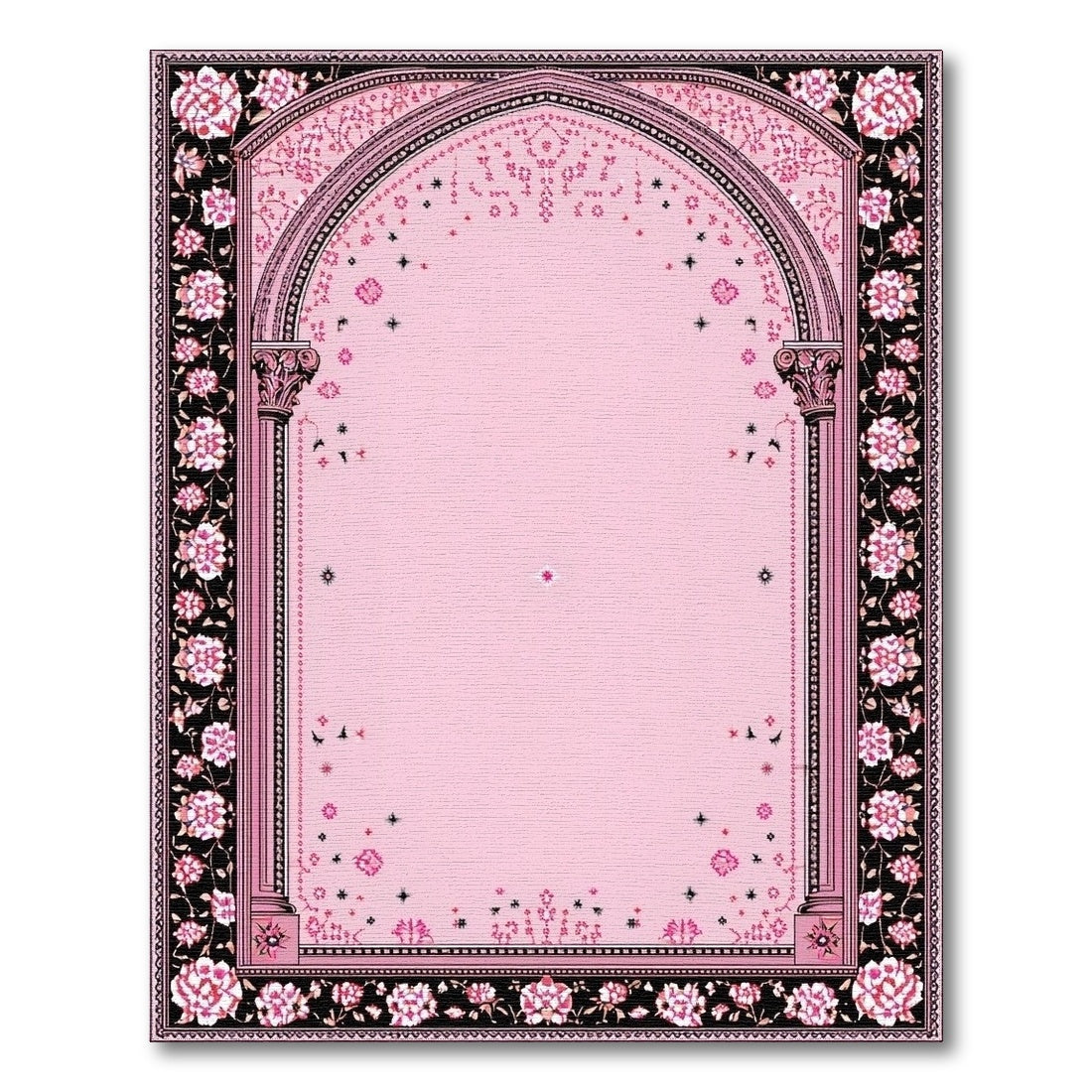 Pink Floral Arch Vintage Area Rug