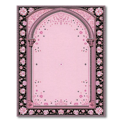 Pink Floral Arch Vintage Area Rug