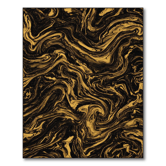 Black and Gold Abstract Marble Area Rug