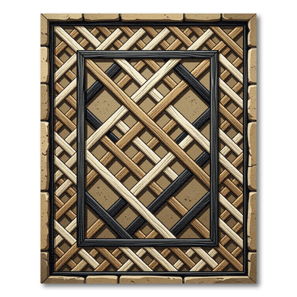 Rustic Lattice Wood Inlay Rug