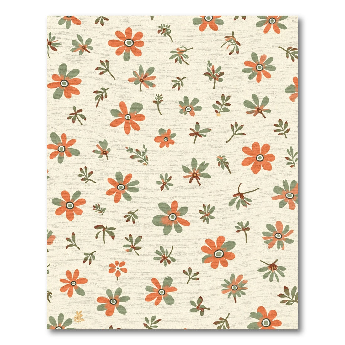 Orange Green Floral Scatter Rug