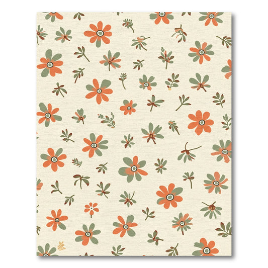Orange Green Floral Scatter Rug