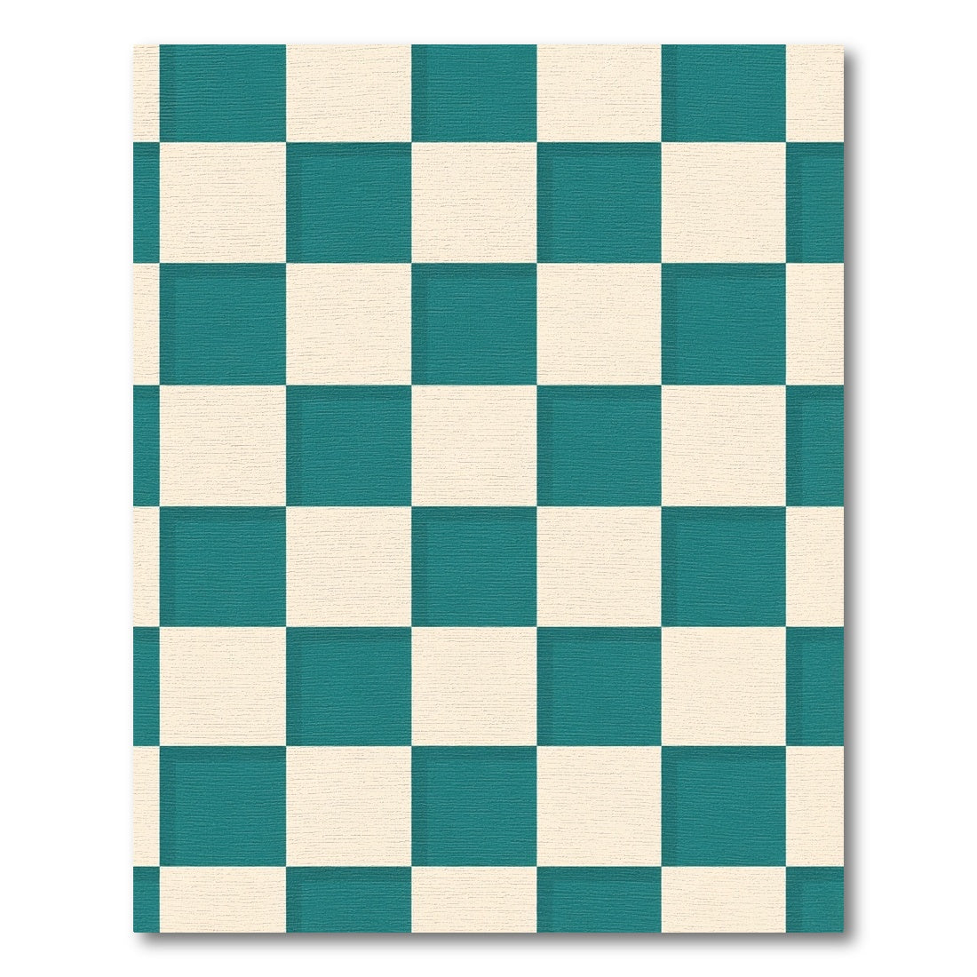 Teal Cream Checkerboard Square Rug
