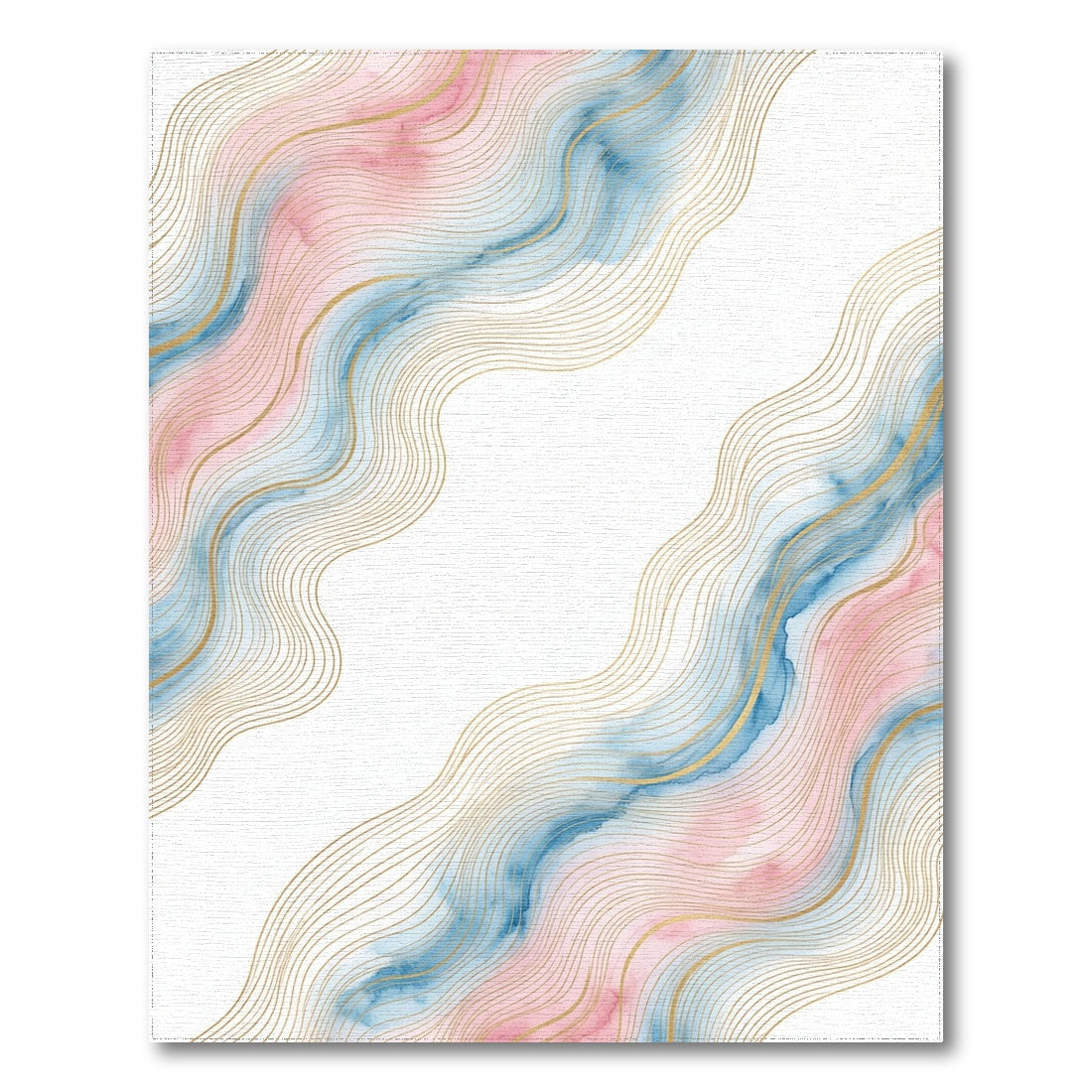 Pink Blue Wave Abstract Area Rug
