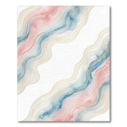 Pink Blue Wave Abstract Area Rug