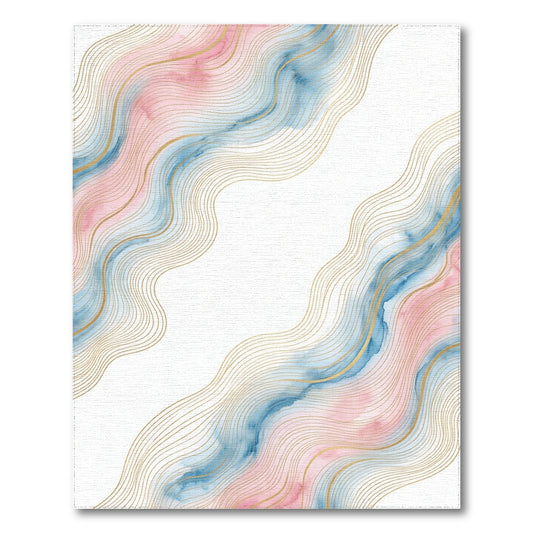 Pink Blue Wave Abstract Area Rug