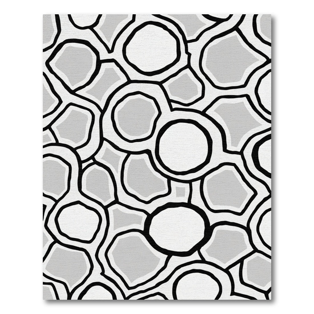 Abstract Black and White Organic Shapes Rug