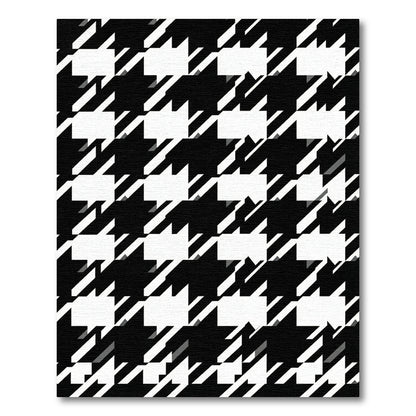 Black White Houndstooth Geometric Rug
