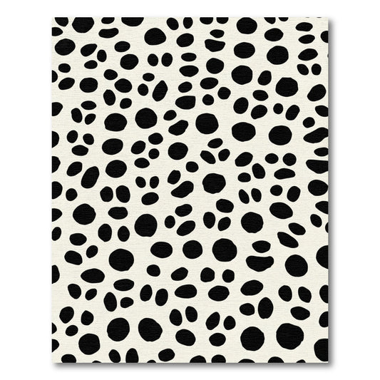 Cream Black Polka Dot Spot Rug