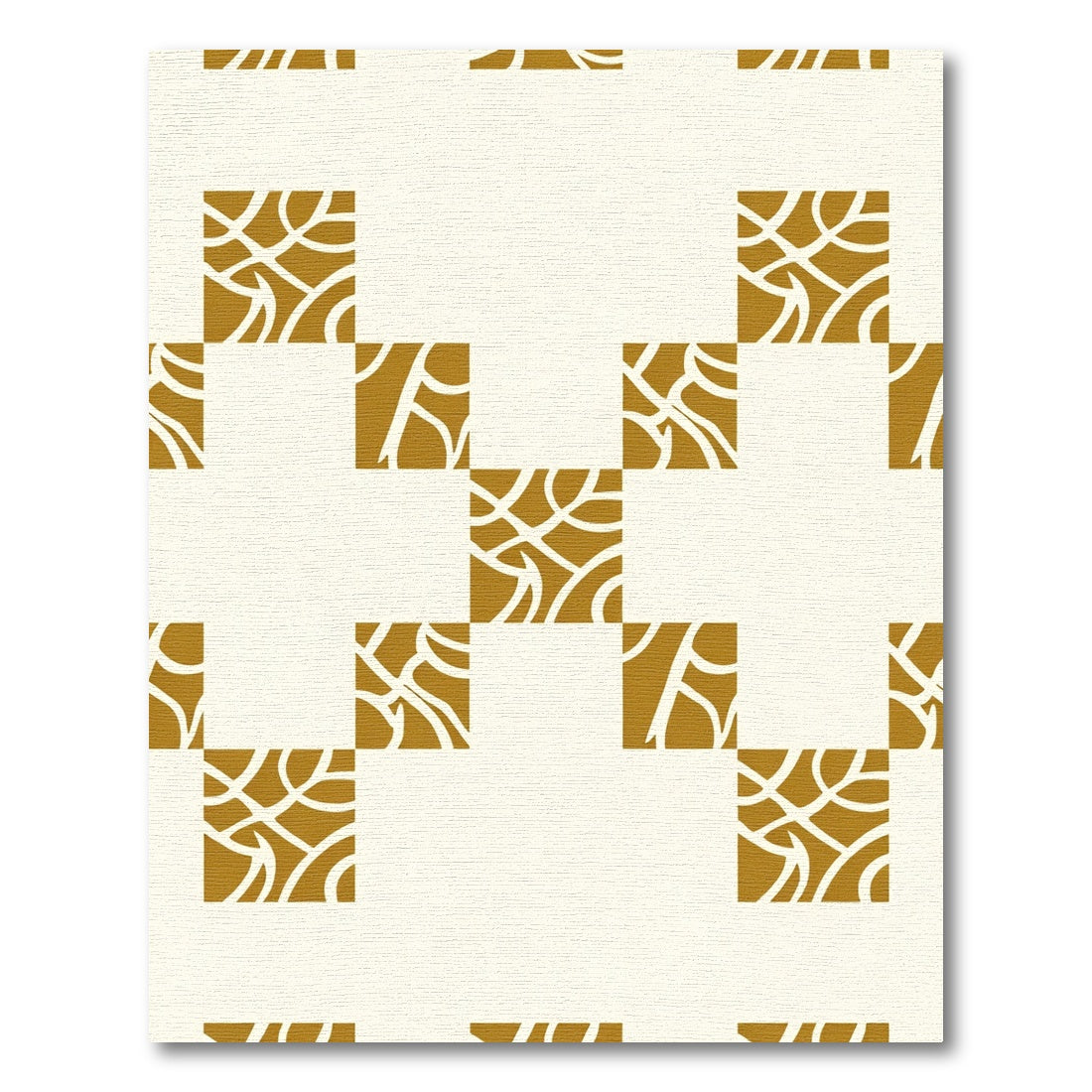 Golden Squares Organic Intertwine Rug
