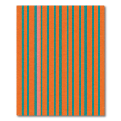 Bold Orange Turquoise Vertical Stripe Rug