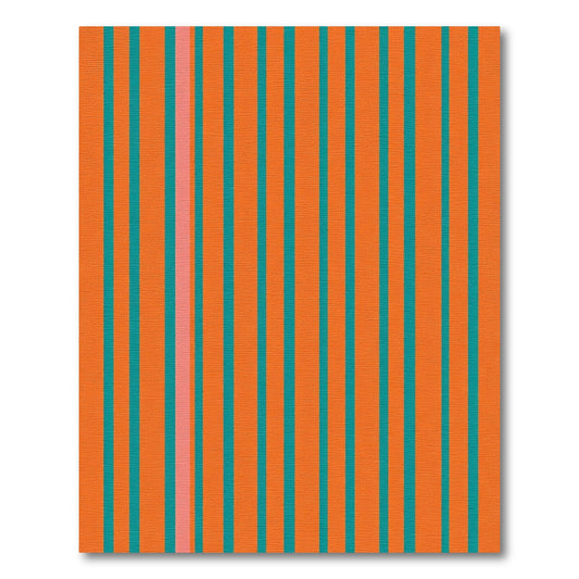Bold Orange Turquoise Vertical Stripe Rug
