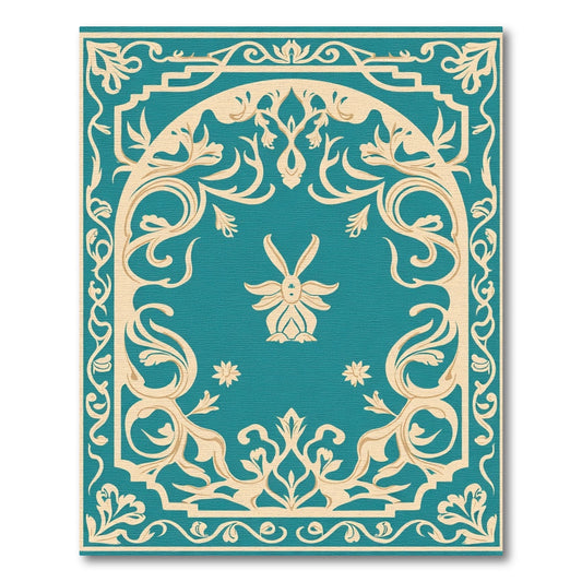 Aquatic Beige Floral Symmetry Rug