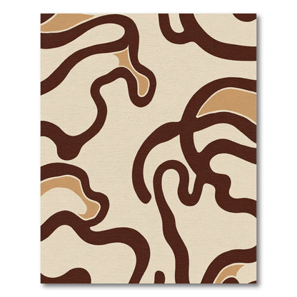 Warm Brown Swirling Organic Abstract Rug