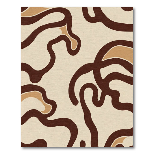 Warm Brown Swirling Organic Abstract Rug