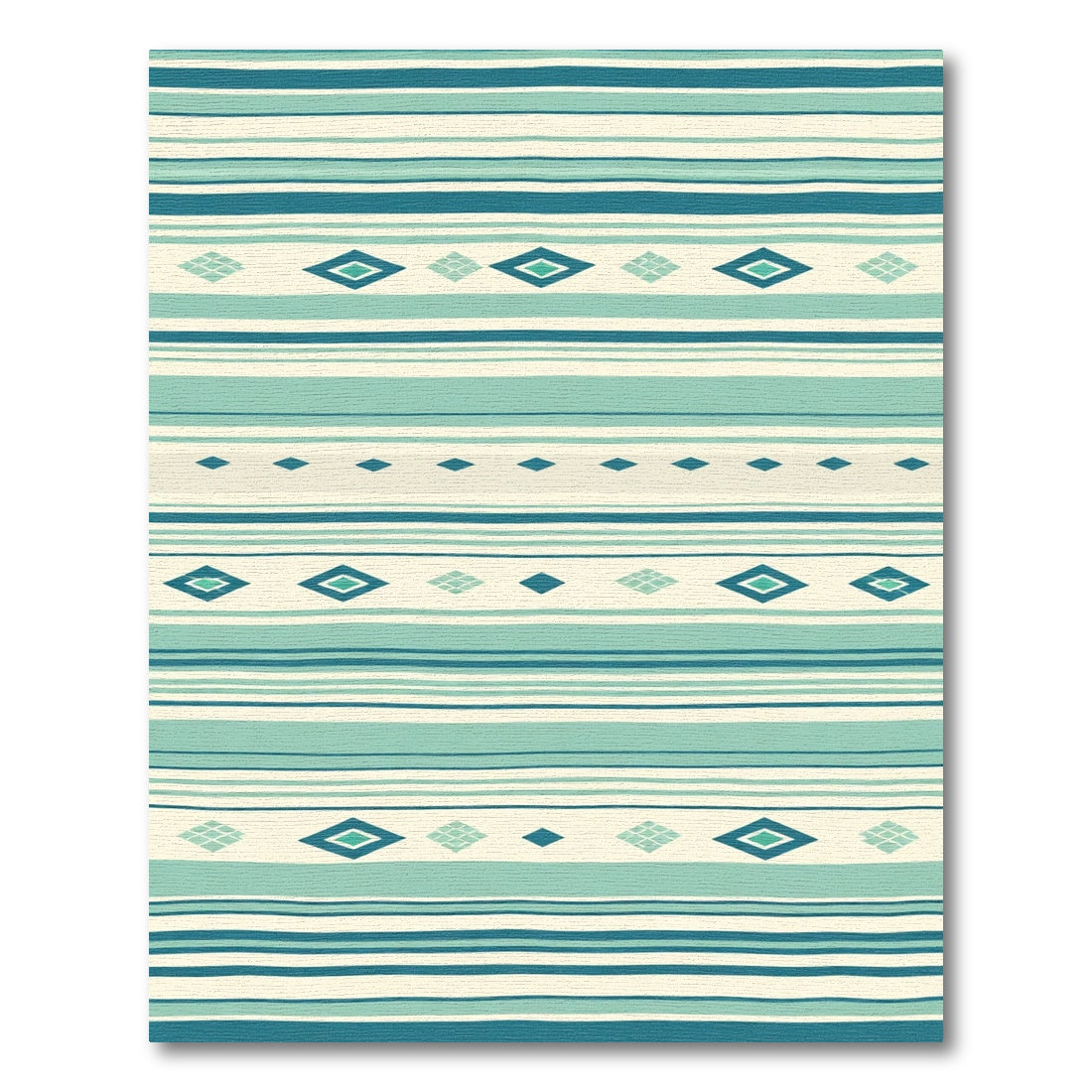 Teal And Cream Diamond Stripe Rug