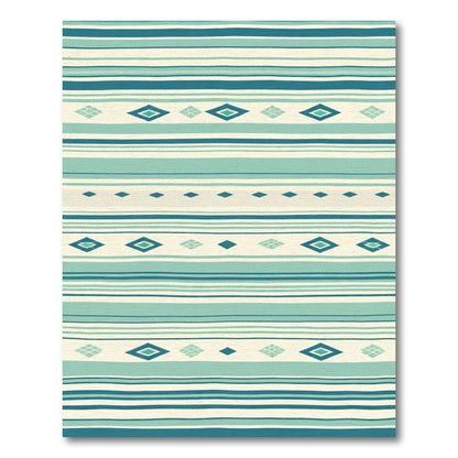 Teal And Cream Diamond Stripe Rug