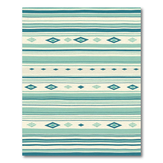 Teal And Cream Diamond Stripe Rug