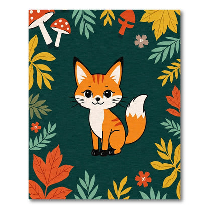 Cute Fox Autumn Leaves Woodland Whimsy Rug