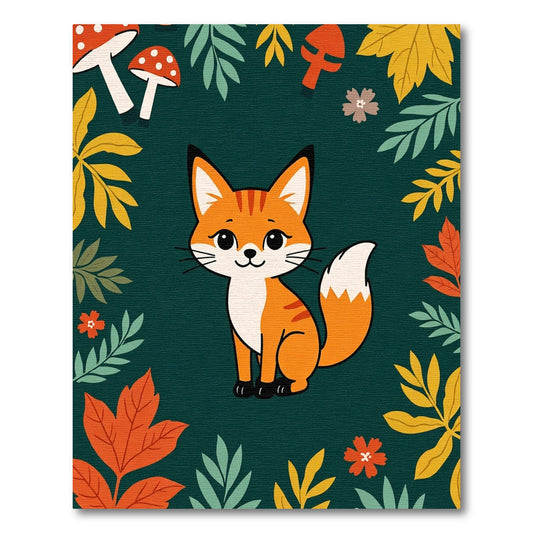 Cute Fox Autumn Leaves Woodland Whimsy Rug