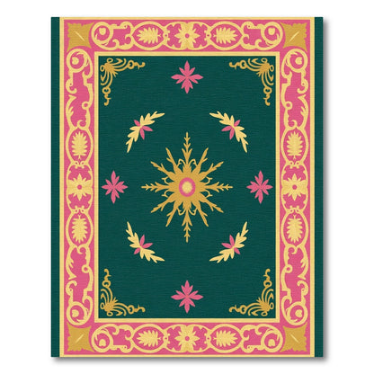Emerald Pink Gold Starburst Medallion Rug
