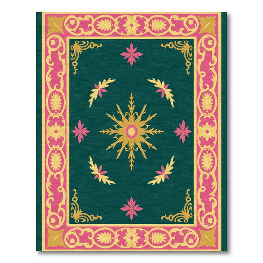 Emerald Pink Gold Starburst Medallion Rug