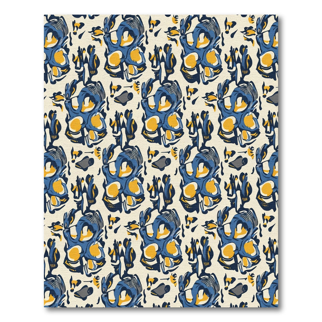 Bold Blue Yellow Abstract Organic Rug