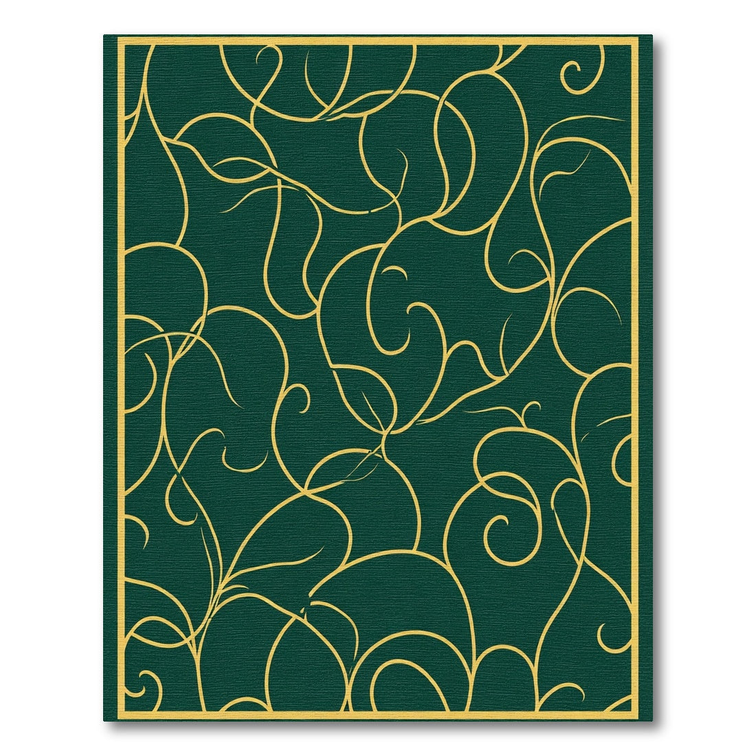 Deep Green Golden Vine Swirl Rug
