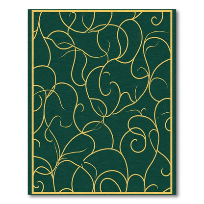 Deep Green Golden Vine Swirl Rug